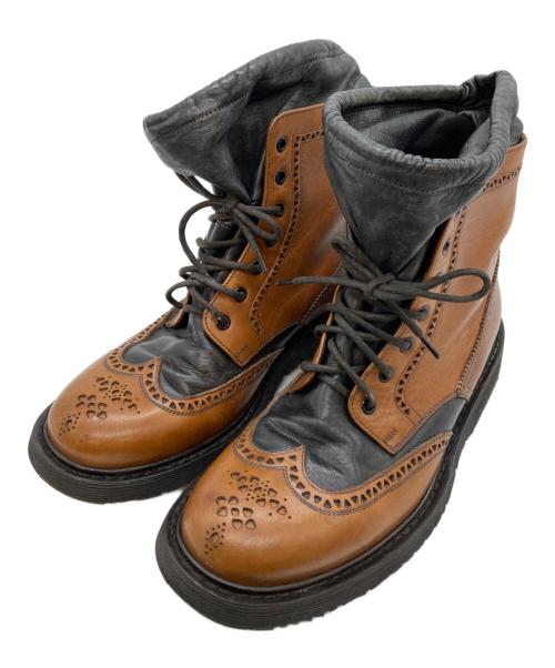 PRADA（プラダ）PRADA (プラダ) レースブーツ ブラウン×ブラック サイズ:7 1/2の古着・服飾アイテム