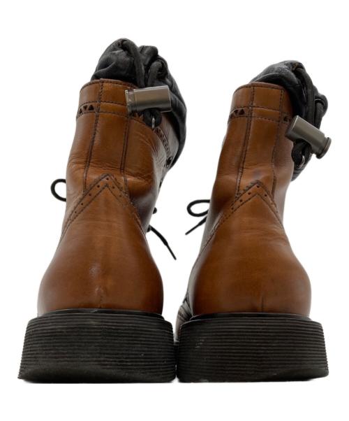 PRADA（プラダ）PRADA (プラダ) レースブーツ ブラウン×ブラック サイズ:7 1/2の古着・服飾アイテム