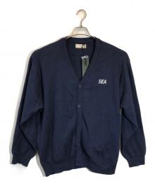 WIND AND SEA（ウィンダンシー）の古着「カシミア混 ロコ 刺繍 ニットカーディガン」｜ネイビー