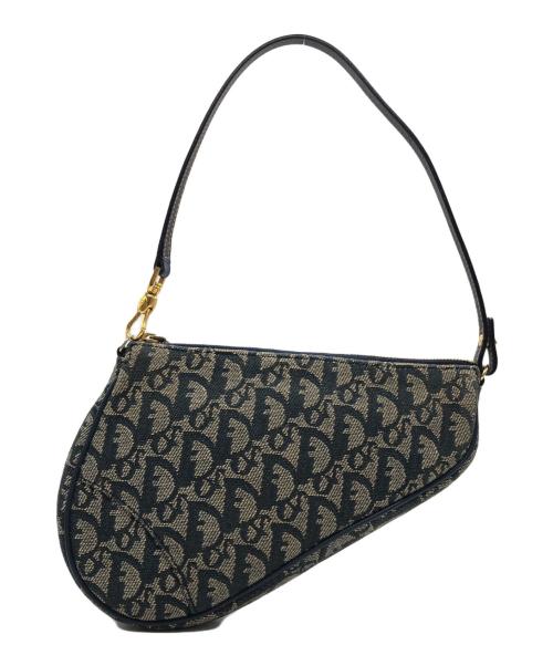 Christian Dior（クリスチャン ディオール）Christian Dior (クリスチャン ディオール) Saddle Bag ベージュ×ネイビーの古着・服飾アイテム