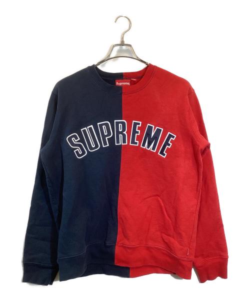 SUPREME（シュプリーム）SUPREME (シュプリーム) Split Crewneck Sweatshirt ネイビー×レッド サイズ:Smallの古着・服飾アイテム