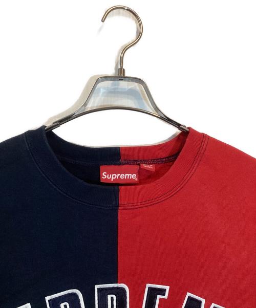 SUPREME（シュプリーム）SUPREME (シュプリーム) Split Crewneck Sweatshirt ネイビー×レッド サイズ:Smallの古着・服飾アイテム
