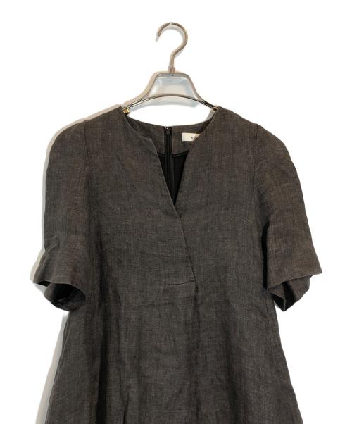 ebure（エブール）EBURE (エブール) スキッパーリネンワンピース ブラウン サイズ:SIZE 36の古着・服飾アイテム