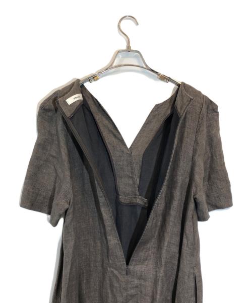 ebure（エブール）EBURE (エブール) スキッパーリネンワンピース ブラウン サイズ:SIZE 36の古着・服飾アイテム