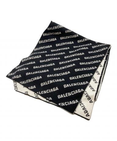 未使用品BALENCIAGA ブラック サッカーマフラー Tokyo 中古・古着通販】BALENCIAGA (バレンシアガ) ロゴ総柄マフラー