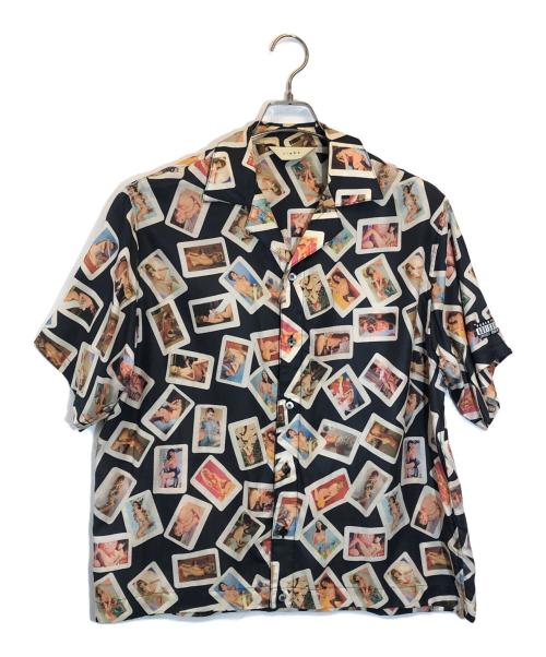 jieda（ジエダ）Jieda (ジエダ) NUDE OPEN COLLAR SHIRT SS ブラック×ベージュ サイズ:SIZE 1の古着・服飾アイテム