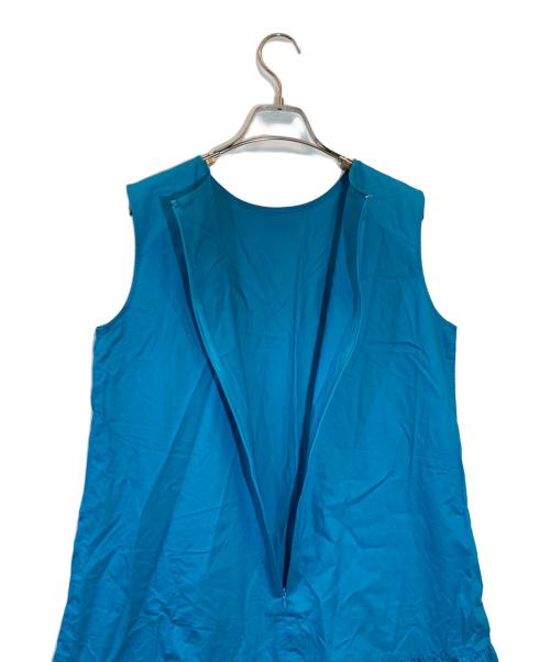 NOLLEY'S（ノーリーズ）NOLLEY'S (ノーリース) タイプライターギャザーワンピース ブルー サイズ:FREEの古着・服飾アイテム