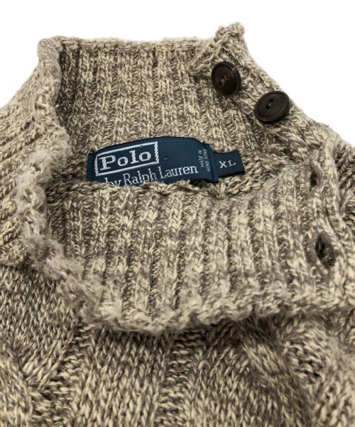 POLO RALPH LAUREN（ポロ・ラルフローレン）POLO RALPH LAUREN (ポロ・ラルフローレン) ケーブルニット ブラウン サイズ:XLの古着・服飾アイテム