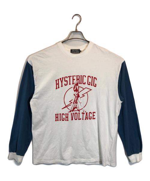 Hysteric Glamour（ヒステリックグラマー）Hysteric Glamour (ヒステリックグラマー) HIGH VOLTAGE Tシャツ ホワイト×ブルー サイズ:SIZE XLの古着・服飾アイテム