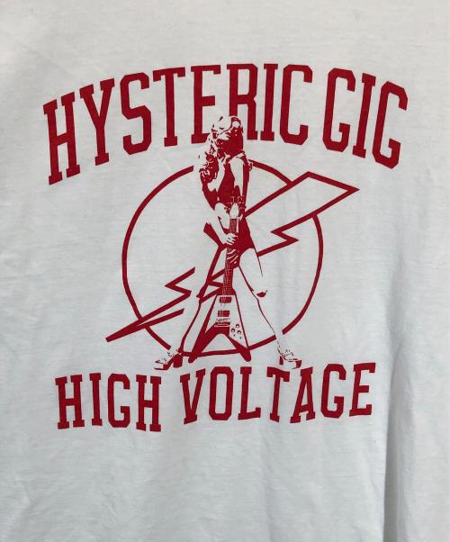 Hysteric Glamour（ヒステリックグラマー）Hysteric Glamour (ヒステリックグラマー) HIGH VOLTAGE Tシャツ ホワイト×ブルー サイズ:SIZE XLの古着・服飾アイテム