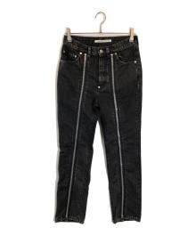 JOHN LAWRENCE SULLIVAN（ジョン ローレンス サリバン）の古着「BLEACHED DENIM ZIPPED PANTS」｜ブラック