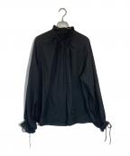 Spick and Spanスピック＆スパン）の古着「ハイブリットフリルリボンブラウス」｜ブラック