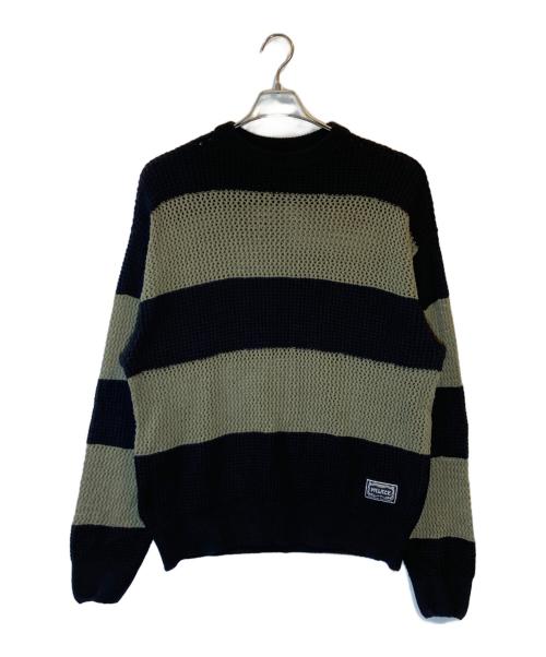 PALACE（パレス）PALACE (パレス) OPEN STRIPE KNIT ブラック サイズ:Lの古着・服飾アイテム