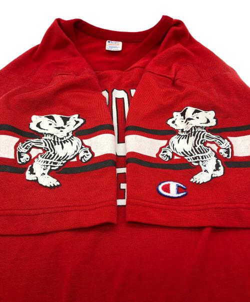 Champion（チャンピオン）Champion (チャンピオン) フットボールTシャツ / トリコタグ前期 / 82-85年 レッド サイズ:MEDIUMの古着・服飾アイテム