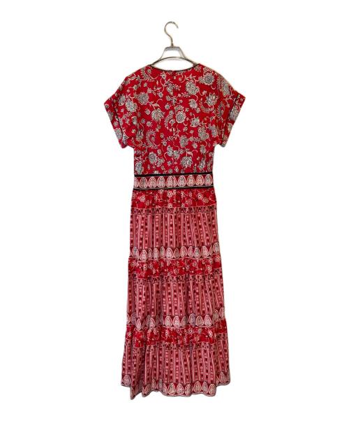 LAUREN RALPH LAUREN（ローレンラルフローレン）LAUREN RALPH LAUREN (ローレンラルフローレン) 総柄ノースリーブワンピース レッド サイズ:SIZE 2の古着・服飾アイテム