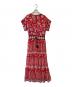 LAUREN RALPH LAUREN（ローレンラルフローレン）の古着「総柄ノースリーブワンピース」｜レッド