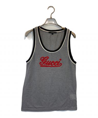 中古・古着通販】GUCCI (グッチ) ロゴ刺繍ボーダータンクトップ