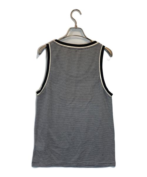 GUCCI（グッチ）GUCCI (グッチ) ロゴ刺繍ボーダータンクトップ ブラック サイズ:SIZE Sの古着・服飾アイテム
