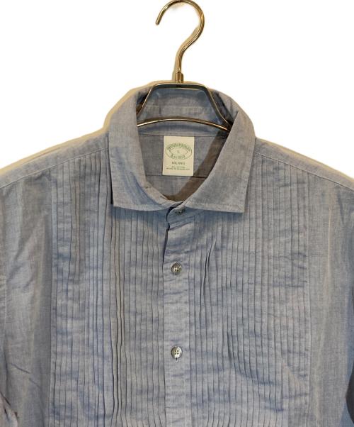BROOKS BROTHERS（ブルックスブラザーズ）BROOKS BROTHERS (ブルックスブラザーズ) フロントプリーツシャツ ブルー サイズ:Lの古着・服飾アイテム