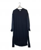 HYKEハイク）の古着「シアースリーブハイゲージコットンニットワンピース」｜ネイビー