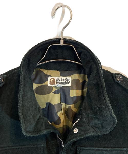 A BATHING APE（ア ベイシング エイプ）A BATHING APE (ア ベイシング エイプ) CAW SUEDE M65 DOWN JACKET ブラック サイズ:Mの古着・服飾アイテム