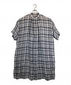 nest Robeネストローブ）の古着「リネンガーゼチェックワンピース」｜ホワイト