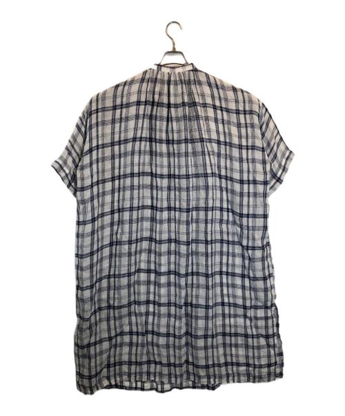 nest Robe（ネストローブ）nest Robe (ネストローブ) リネンガーゼチェックワンピース ホワイト サイズ:SIZE FREEの古着・服飾アイテム