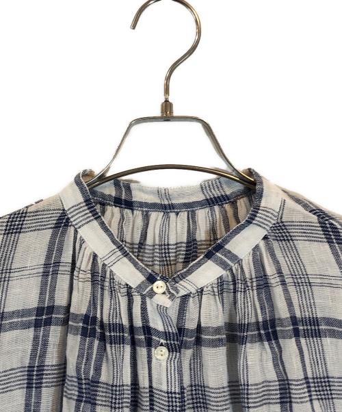 nest Robe（ネストローブ）nest Robe (ネストローブ) リネンガーゼチェックワンピース ホワイト サイズ:SIZE FREEの古着・服飾アイテム