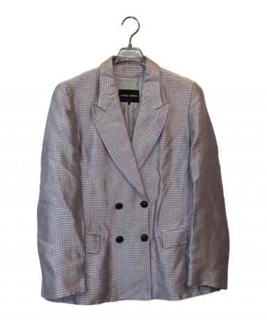 J6107 美品 ジョルジオアルマーニ チェック柄ダブルジャケット グレー系48 中古・古着通販】GIORGIO ARMANI (ジョルジョアルマーニ) 千鳥柄ダブル