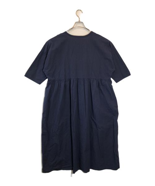 homspun（ホームスパン）homspun (ホームスパン) シアサッカーストライプ 七分袖ワンピース ネイビー サイズ:SIZE 3の古着・服飾アイテム