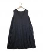 neat Robeネストローブ）の古着「リネンノースリーブポケ付ワンピース」｜グレー