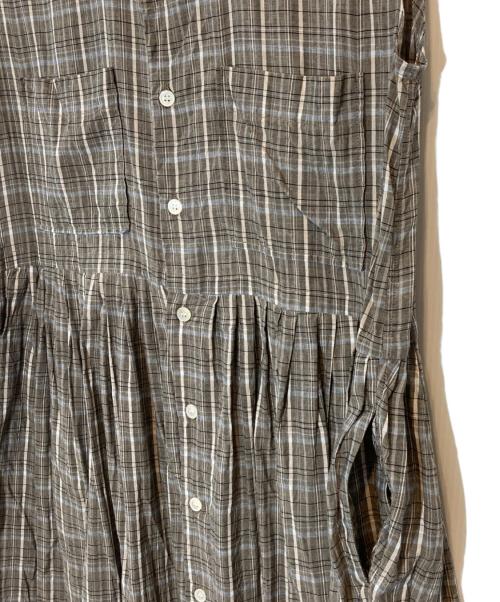 Katon（コトン）Katon (コトン) キュプラコットンチェックノースリーブワンピース ブラウン サイズ:SIZE Freeの古着・服飾アイテム