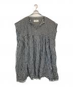 Veritecoeurヴェリテクール）の古着「リネンスキッパータックワンピース」｜ブラック×ホワイト