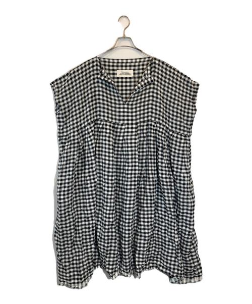 Veritecoeur（ヴェリテクール）Veritecoeur (ヴェリテクール) リネンスキッパータックワンピース ブラック×ホワイト サイズ:Freeの古着・服飾アイテム