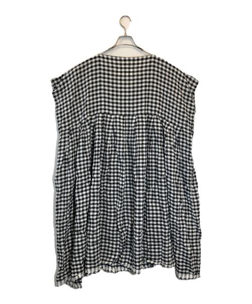 Veritecoeur（ヴェリテクール）Veritecoeur (ヴェリテクール) リネンスキッパータックワンピース ブラック×ホワイト サイズ:Freeの古着・服飾アイテム