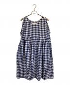 Veritecoeurヴェリテクール）の古着「ノースリーブチェックワンピース」｜ネイビー