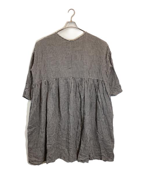 antiquites（アンティークス）Antiquites (アンティークス) リネンチェックワンピース ブラック サイズ:下記参照の古着・服飾アイテム