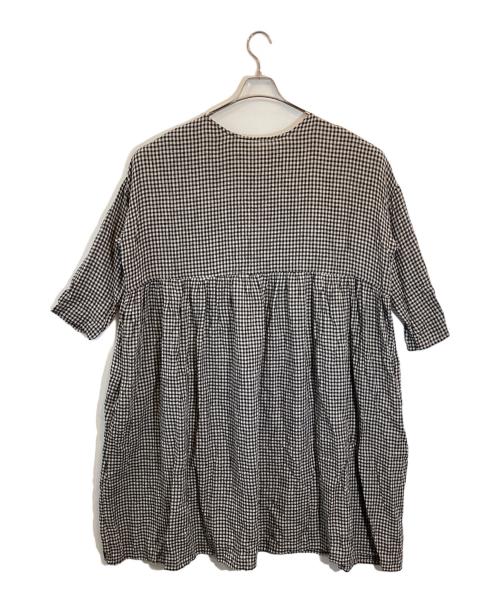 antiquites（アンティークス）Antiquites (アンティークス) リネンチェックワンピース ブラック サイズ:下記参照の古着・服飾アイテム