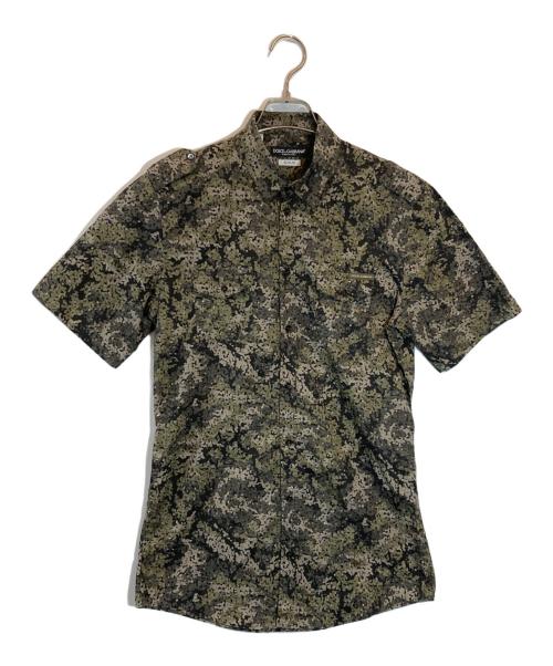 DOLCE & GABBANA（ドルチェ＆ガッバーナ）DOLCE & GABBANA (ドルチェ＆ガッバーナ) モザイクカモ柄シャツ ブラウン×グリーン サイズ:SIZE 38の古着・服飾アイテム