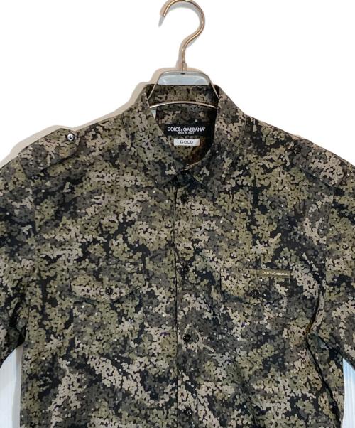 DOLCE & GABBANA（ドルチェ＆ガッバーナ）DOLCE & GABBANA (ドルチェ＆ガッバーナ) モザイクカモ柄シャツ ブラウン×グリーン サイズ:SIZE 38の古着・服飾アイテム
