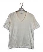 MAATEE&SONSマーティーアンドサンズ）の古着「VネックシルクＴシャツ」｜アイボリー