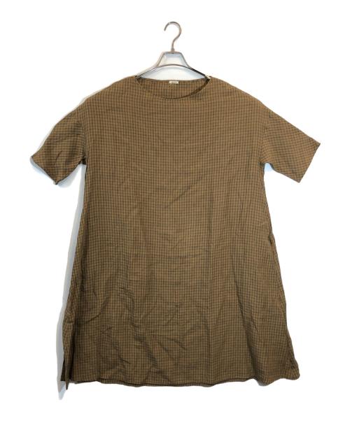 apuntob（アプントビー）apuntob (アプントビー) チェックワンピース ブラウン サイズ:SIZE 1の古着・服飾アイテム