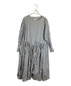 MANUELLE GUIBALマニュエルギバル）の古着「キリカエプリーツワンピース」｜ホワイト×ブラック