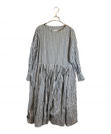 MANUELLE GUIBAL（マニュエルギバル）の古着「キリカエプリーツワンピース」｜ホワイト×ブラック