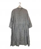 nest Robeネストローブ）の古着「リネンオールドクラシカルグレンチェック シャツワンピース」｜グレー