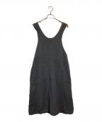 Chez VIDALENCシェ ヴィダレン）の古着「リネンエプロンワンピース」｜ブラック