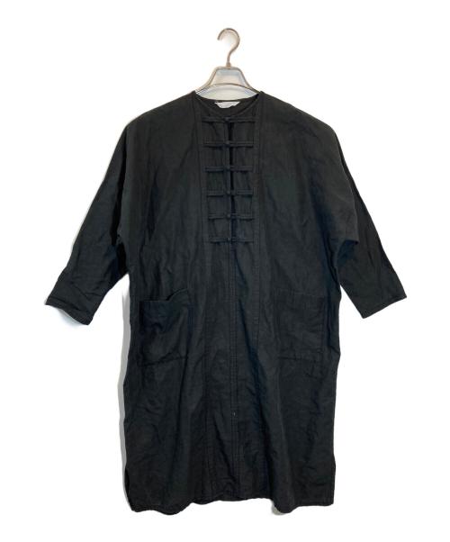 homspun（ホームスパン）homspun (ホームスパン) リネンバイオ チャイナワンピース ブラック サイズ:SIZE Lの古着・服飾アイテム