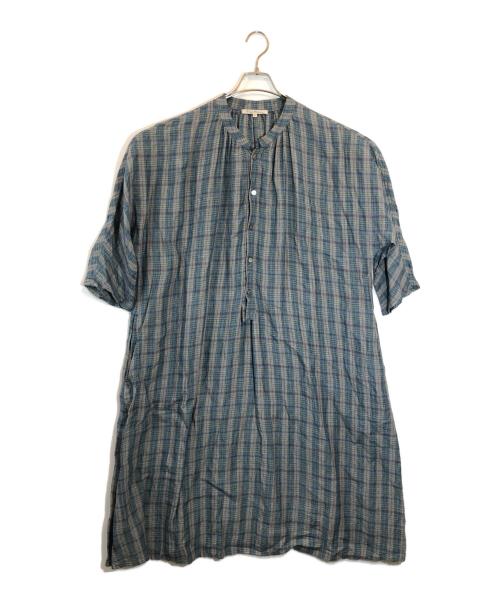 Vlas Blomme（ヴラスブラム）Vlas Blomme (ヴラスブラム) リネンチェックシャツワンピース グリーン サイズ:SIZE Freeの古着・服飾アイテム