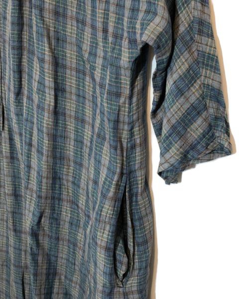 Vlas Blomme（ヴラスブラム）Vlas Blomme (ヴラスブラム) リネンチェックシャツワンピース グリーン サイズ:SIZE Freeの古着・服飾アイテム