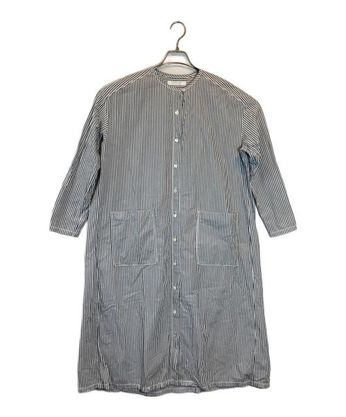 homspun（ホームスパン）homspun (ホームスパン) ハイカウントギンガム シャツ ワンピース ホワイト×ネイビー サイズ:SIZE Freeの古着・服飾アイテム